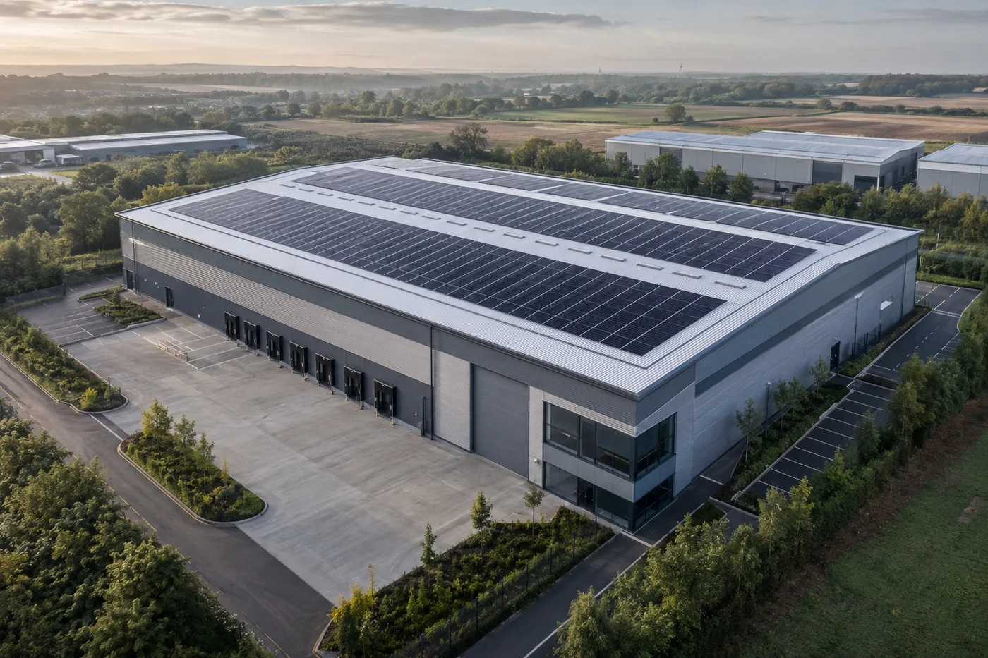 Solar panels on a commercial building